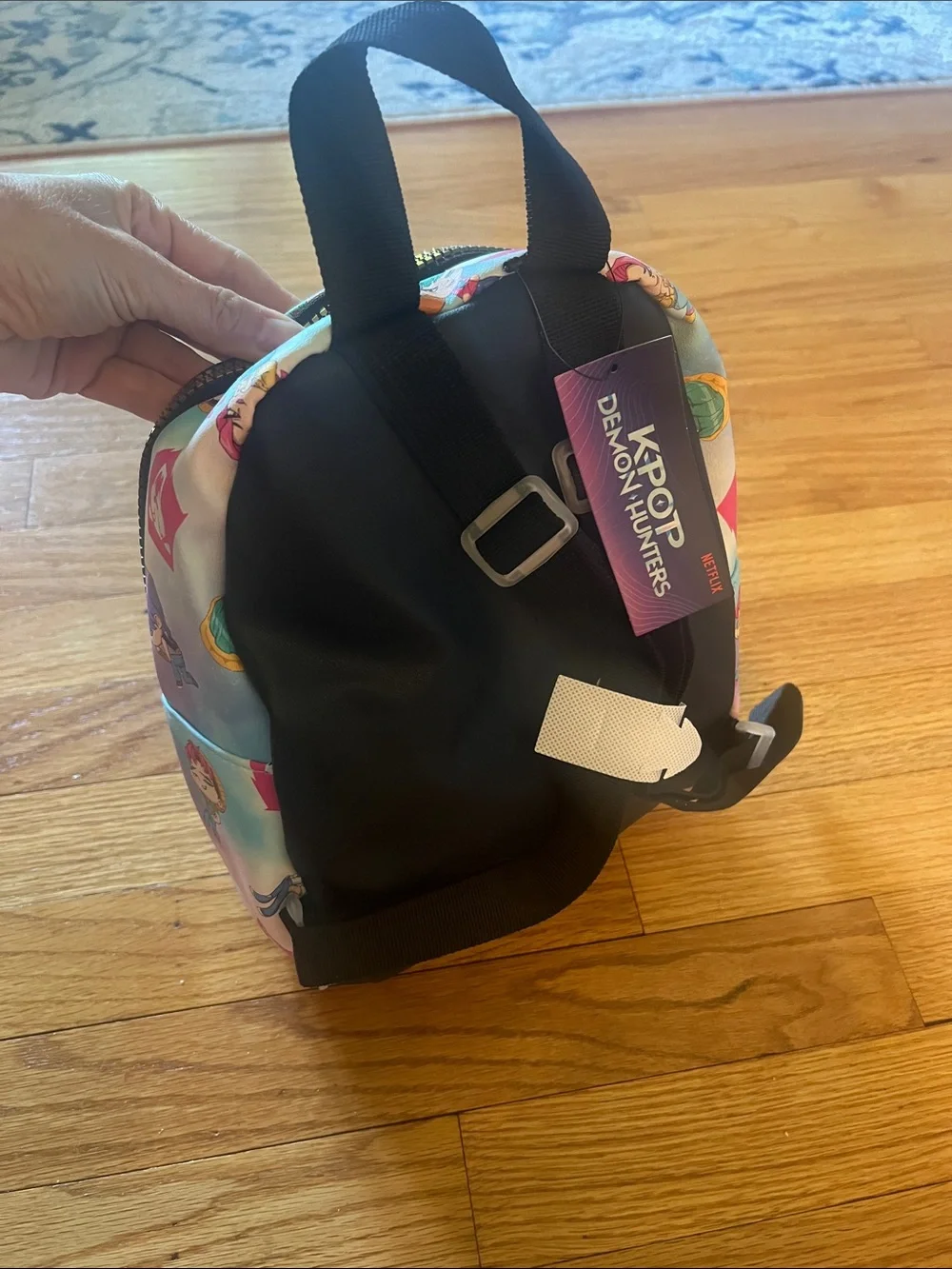 K/POP Demon Hunters Mini Backpack — Pastel Chibi Saja Character Print